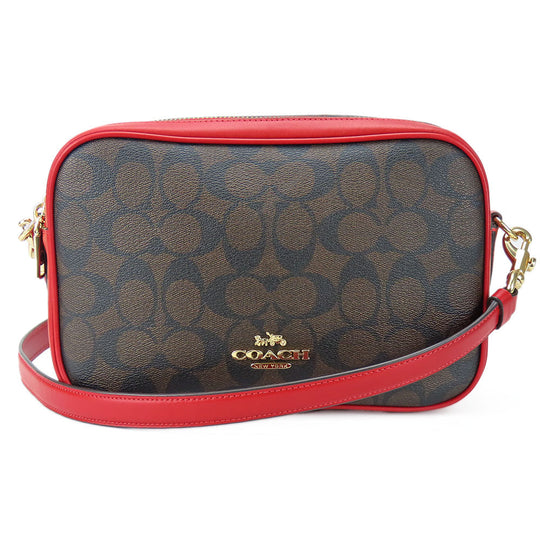 COACH Shoulder Bag 68168 Leather, PVC Red Signature Women Used Authentic