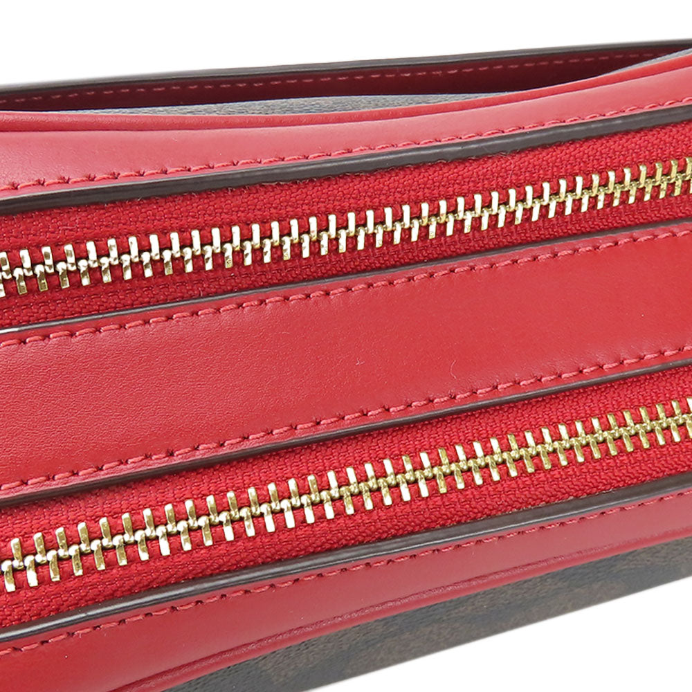 COACH Shoulder Bag 68168 Leather, PVC Red Signature Women Used Authentic