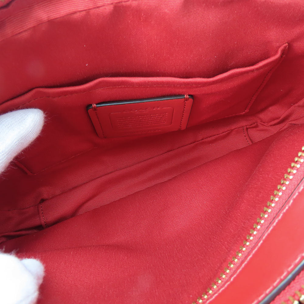 COACH Shoulder Bag 68168 Leather, PVC Red Signature Women Used Authentic