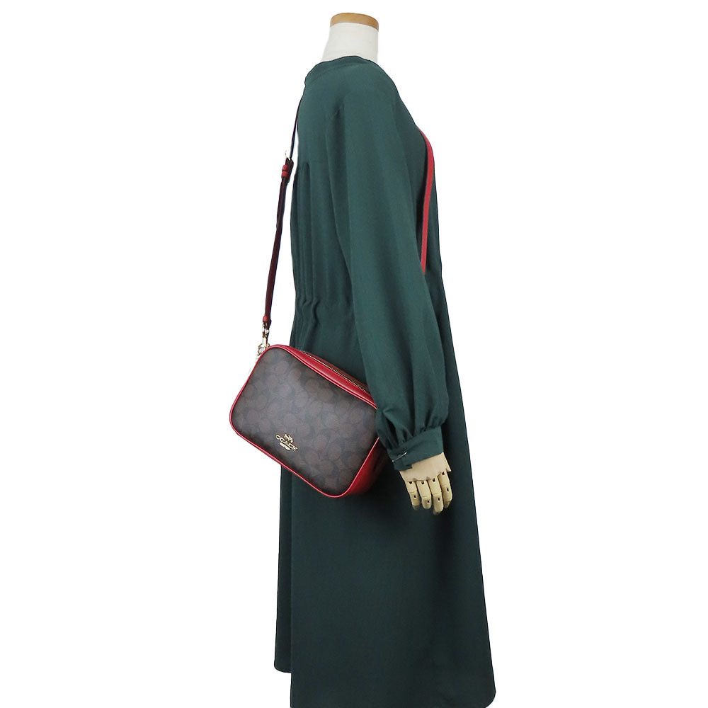 COACH Shoulder Bag 68168 Leather, PVC Red Signature Women Used Authentic