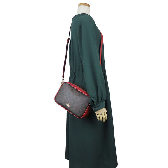 COACH Shoulder Bag 68168 Leather, PVC Red Signature Women Used Authentic