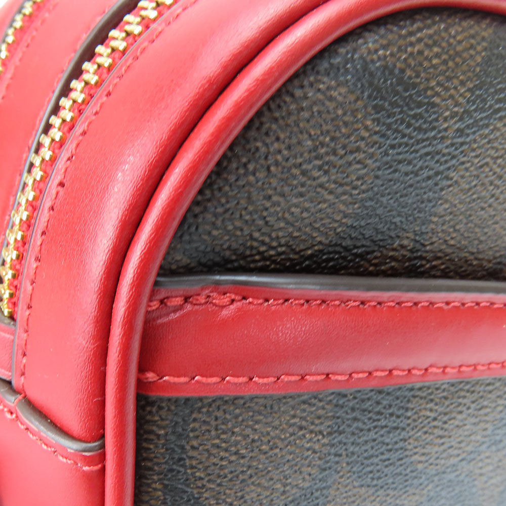 COACH Shoulder Bag 68168 Leather, PVC Red Signature Women Used Authentic