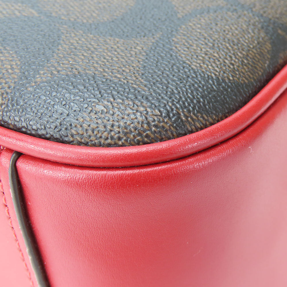 COACH Shoulder Bag 68168 Leather, PVC Red Signature Women Used Authentic