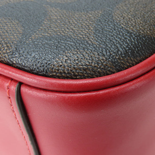 COACH Shoulder Bag 68168 Leather, PVC Red Signature Women Used Authentic