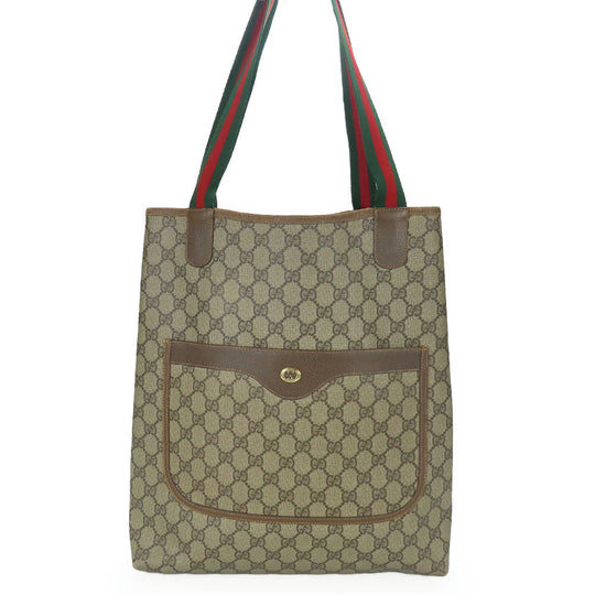 GUCCI Tote Bag 89.02.003 GG Supreme Canvas beige Sherry line unisex(Unisex) Used Authentic