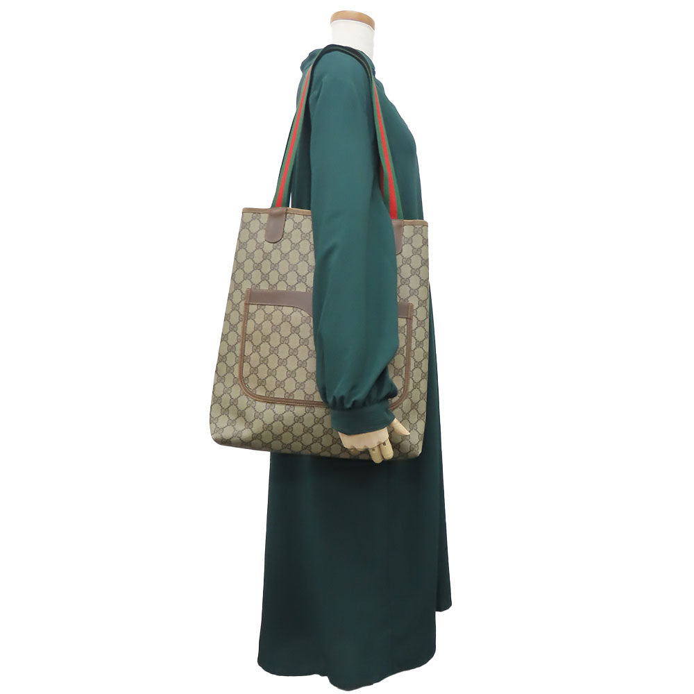GUCCI Tote Bag 89.02.003 GG Supreme Canvas beige Sherry line unisex(Unisex) Used Authentic