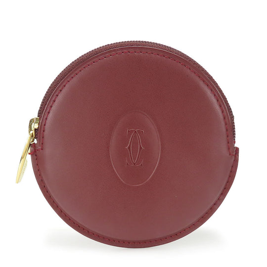 CARTIER Coin case L3000111 Calfskin Bordeaux Must Line Women Used Authentic