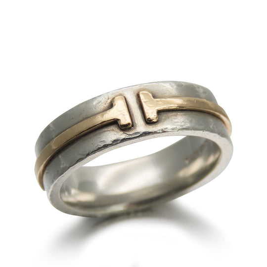 TIFFANY&Co. Ring Silver925, K18 Yellow Gold Silver True Narrow Women Used Authentic
