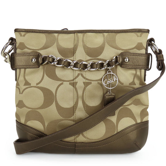 COACH Shoulder Bag F19730 Canvas, Leather Brown Women Used Authentic