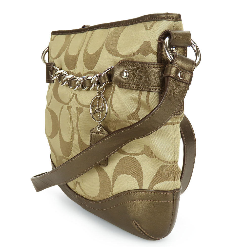 COACH Shoulder Bag F19730 Canvas, Leather Brown Women Used Authentic