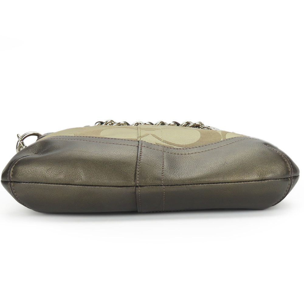 COACH Shoulder Bag F19730 Canvas, Leather Brown Women Used Authentic