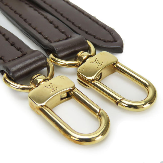LOUIS VUITTON Shoulder strap leather Brown Women Used Authentic