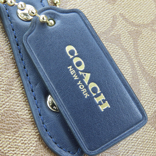 COACH Tote Bag F38405 Leather, PVC coated canvas Brown Varsity Stripes Women Used Authentic