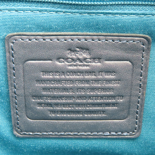 COACH Tote Bag F38405 Leather, PVC coated canvas Brown Varsity Stripes Women Used Authentic