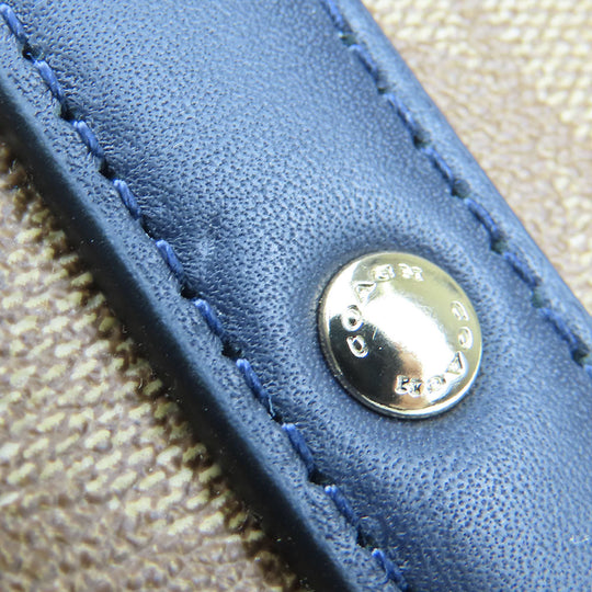 COACH Tote Bag F38405 Leather, PVC coated canvas Brown Varsity Stripes Women Used Authentic