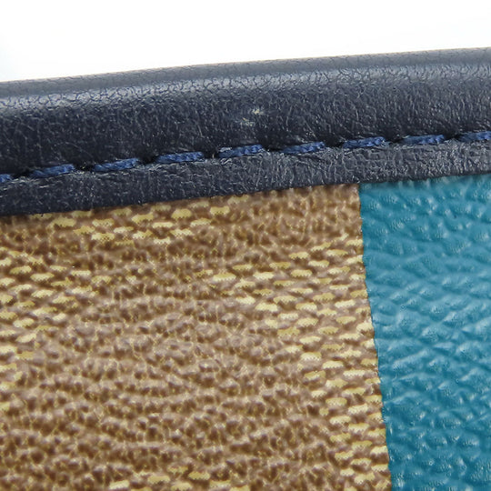 COACH Tote Bag F38405 Leather, PVC coated canvas Brown Varsity Stripes Women Used Authentic