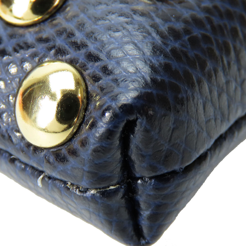 COACH Shoulder Bag F53140 leather Navy Studs Women Used Authentic