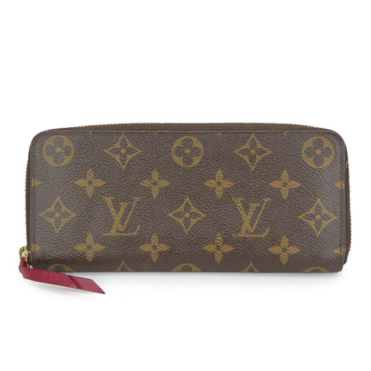 LOUIS VUITTON Long Wallet Purse M60742 Monogram Fuchsia Portefeuille Clemence Women Used Authentic