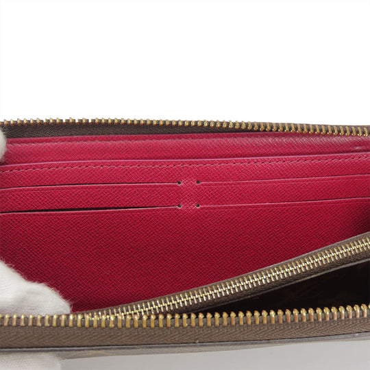 LOUIS VUITTON Long Wallet Purse M60742 Monogram Fuchsia Portefeuille Clemence Women Used Authentic