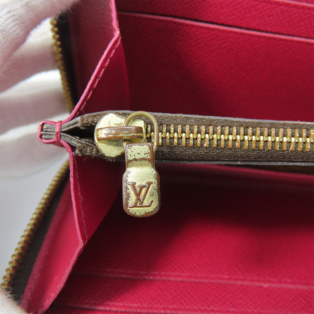 LOUIS VUITTON Long Wallet Purse M60742 Monogram Fuchsia Portefeuille Clemence Women Used Authentic