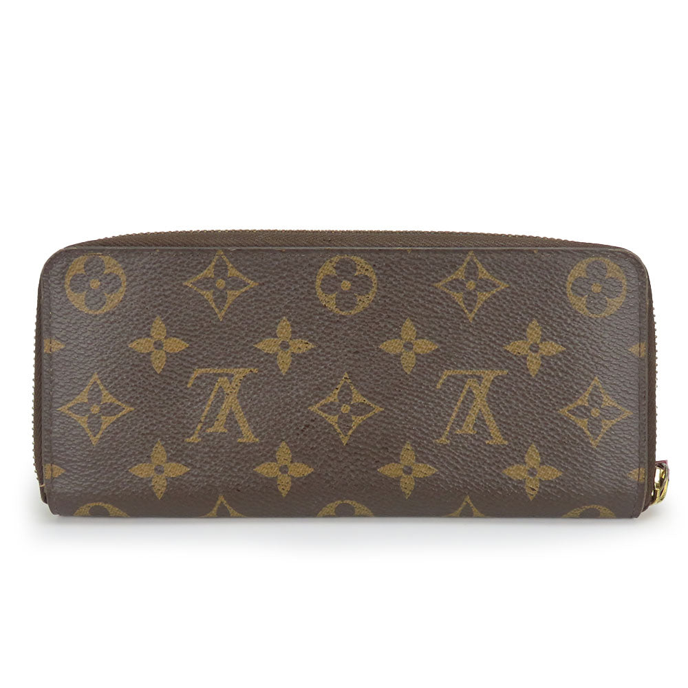 LOUIS VUITTON Long Wallet Purse M60742 Monogram Fuchsia Portefeuille Clemence Women Used Authentic