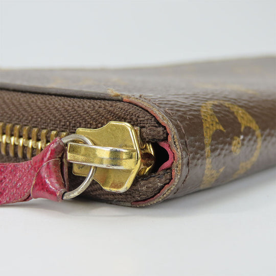 LOUIS VUITTON Long Wallet Purse M60742 Monogram Fuchsia Portefeuille Clemence Women Used Authentic