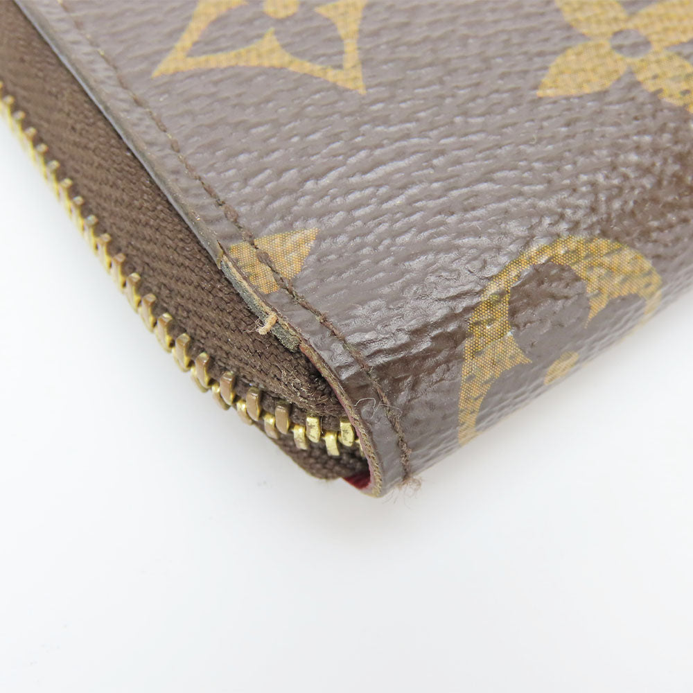LOUIS VUITTON Long Wallet Purse M60742 Monogram Fuchsia Portefeuille Clemence Women Used Authentic