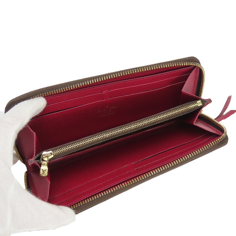 LOUIS VUITTON Long Wallet Purse M60742 Monogram Fuchsia Portefeuille Clemence Women Used Authentic