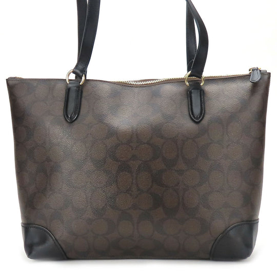 COACH Tote Bag F29208 Leather, PVC Brown Women Used Authentic