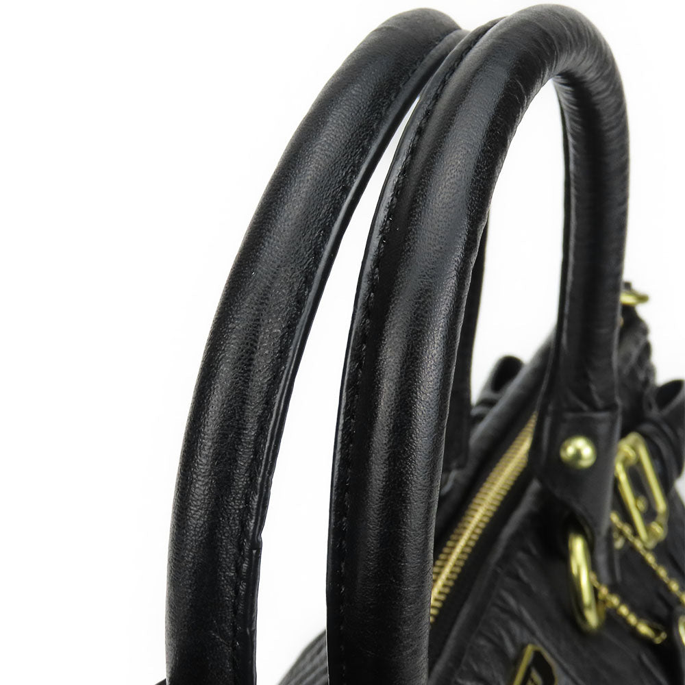 COACH Handbag F28541 leather black Madison Gathered Sophia Women Used Authentic