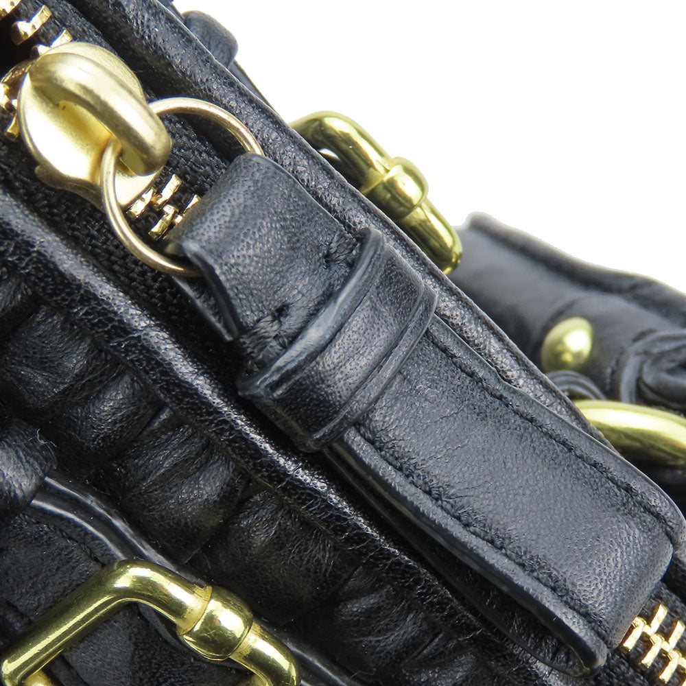 COACH Handbag F28541 leather black Madison Gathered Sophia Women Used Authentic