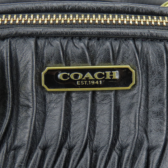 COACH Handbag F28541 leather black Madison Gathered Sophia Women Used Authentic