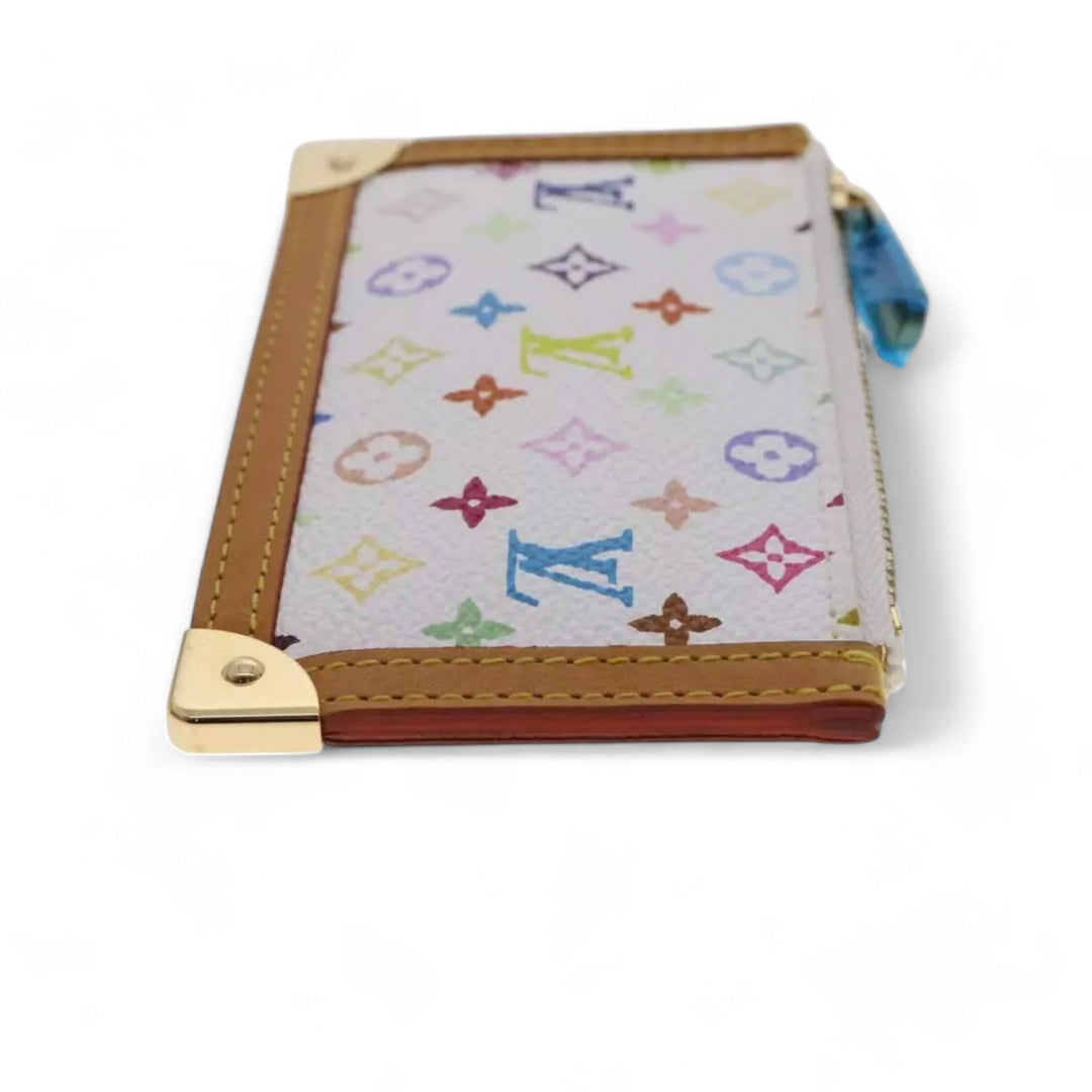 Louis Vuitton Monogram Multicolor Pochette Cles Coin Purse White Chain Wallet