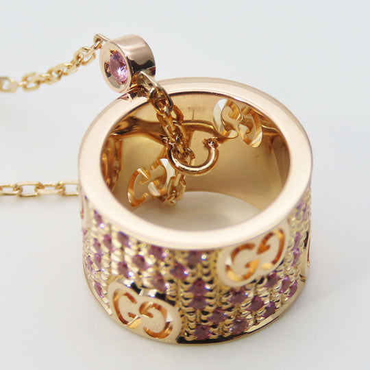 GUCCI Necklace K18 Pink Gold, Pink Sapphire Pink gold Star dust icon Women Used Authentic