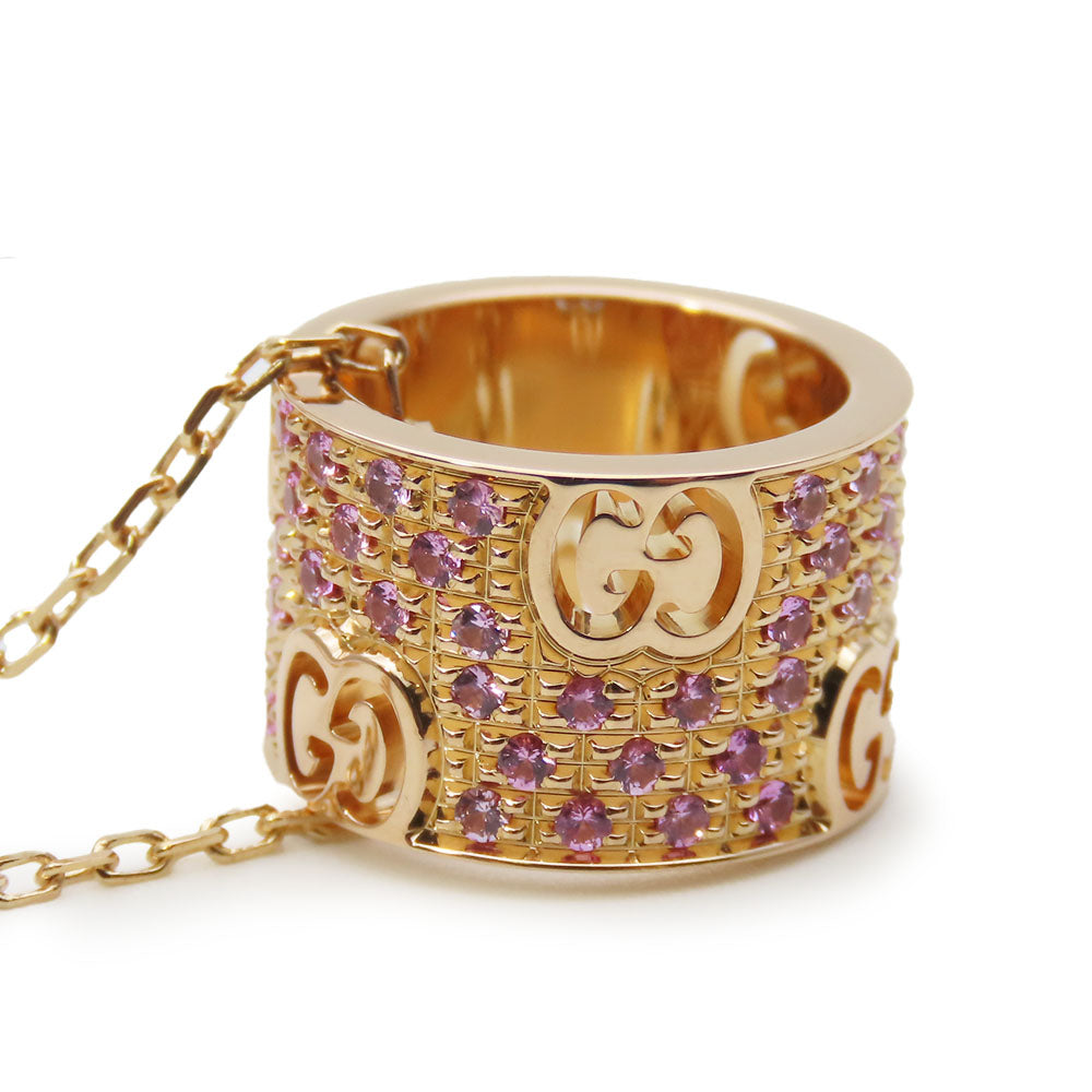 GUCCI Necklace K18 Pink Gold, Pink Sapphire Pink gold Star dust icon Women Used Authentic