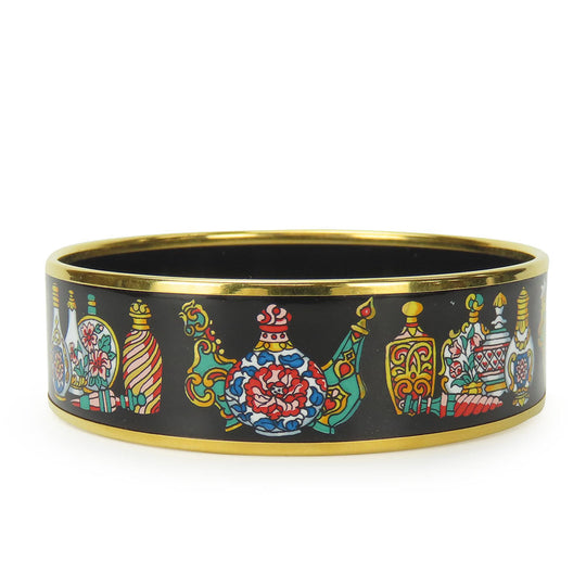 HERMES Bangle Metal, Cloisonne black Emile Women Used Authentic