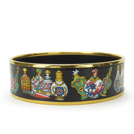 HERMES Bangle Metal, Cloisonne black Emile Women Used Authentic