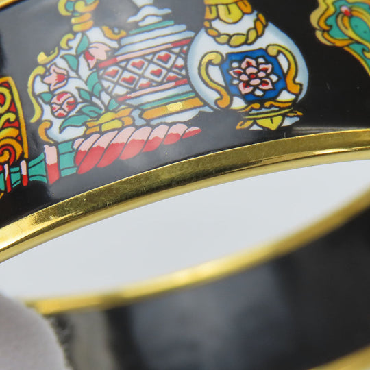 HERMES Bangle Metal, Cloisonne black Emile Women Used Authentic