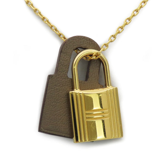HERMES Necklace Metal, Leather gold Okeley Women Used Authentic
