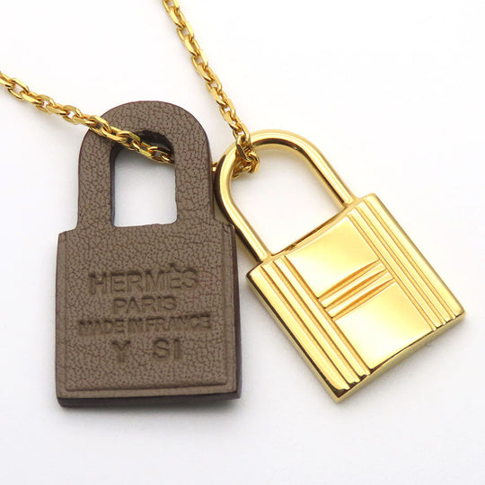 HERMES Necklace Metal, Leather gold Okeley Women Used Authentic
