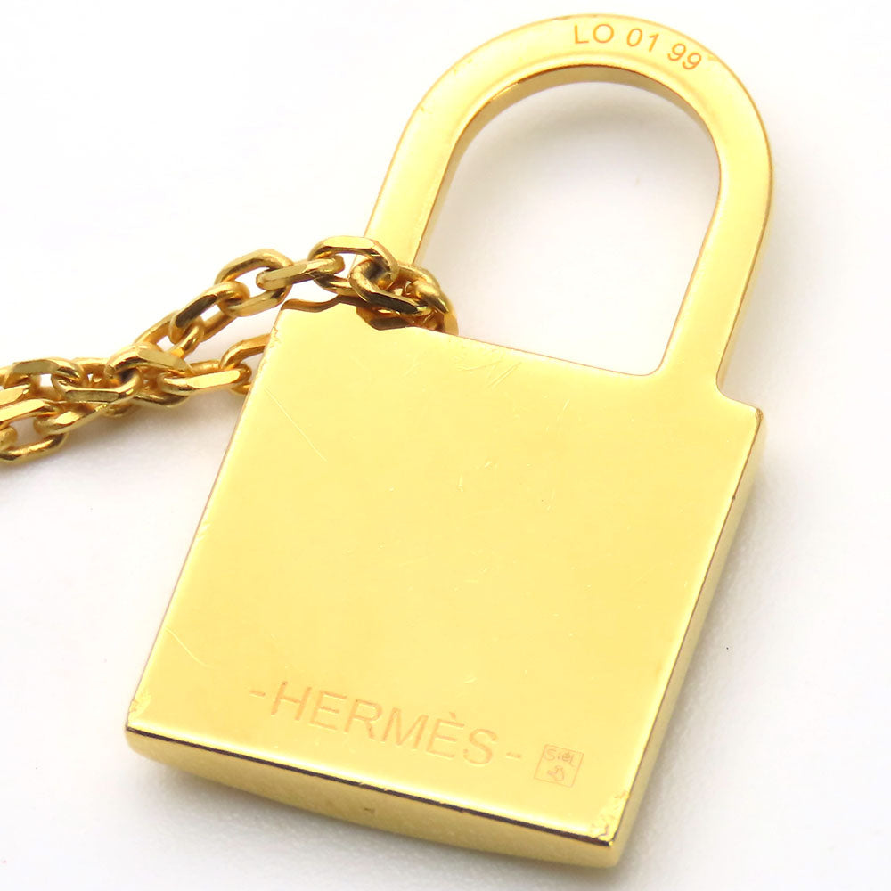 HERMES Necklace Metal, Leather gold Okeley Women Used Authentic