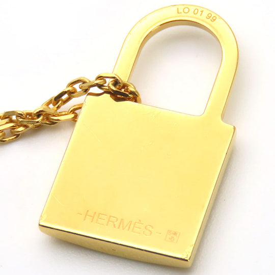 HERMES Necklace Metal, Leather gold Okeley Women Used Authentic