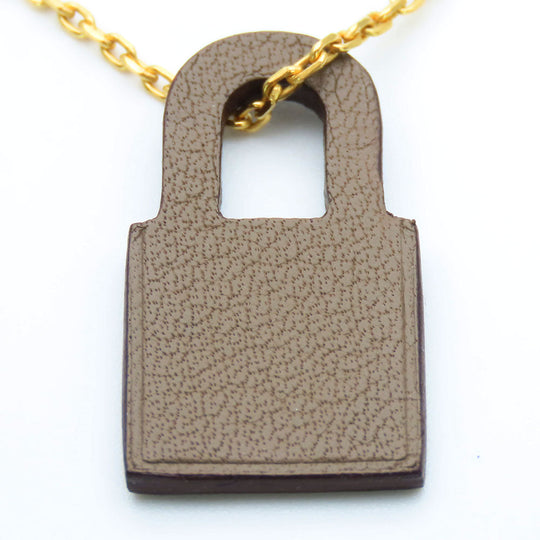 HERMES Necklace Metal, Leather gold Okeley Women Used Authentic
