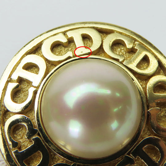 Christian Dior Earring metal gold CD logo Women Used Authentic