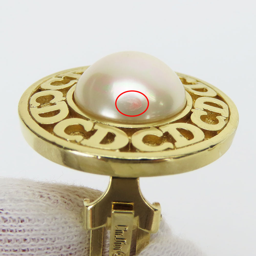 Christian Dior Earring metal gold CD logo Women Used Authentic