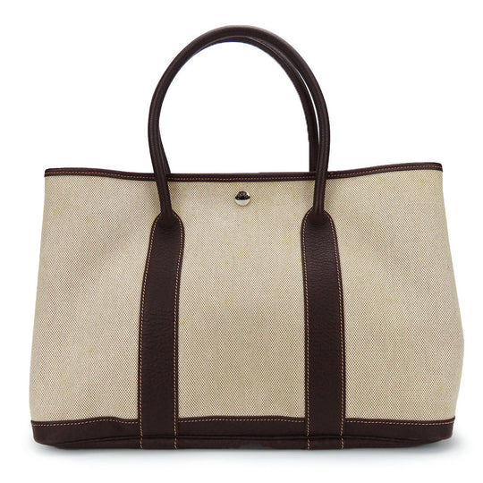 HERMES Handbag Canvas, Leather beige Garden party PM unisex(Unisex) Used Authentic