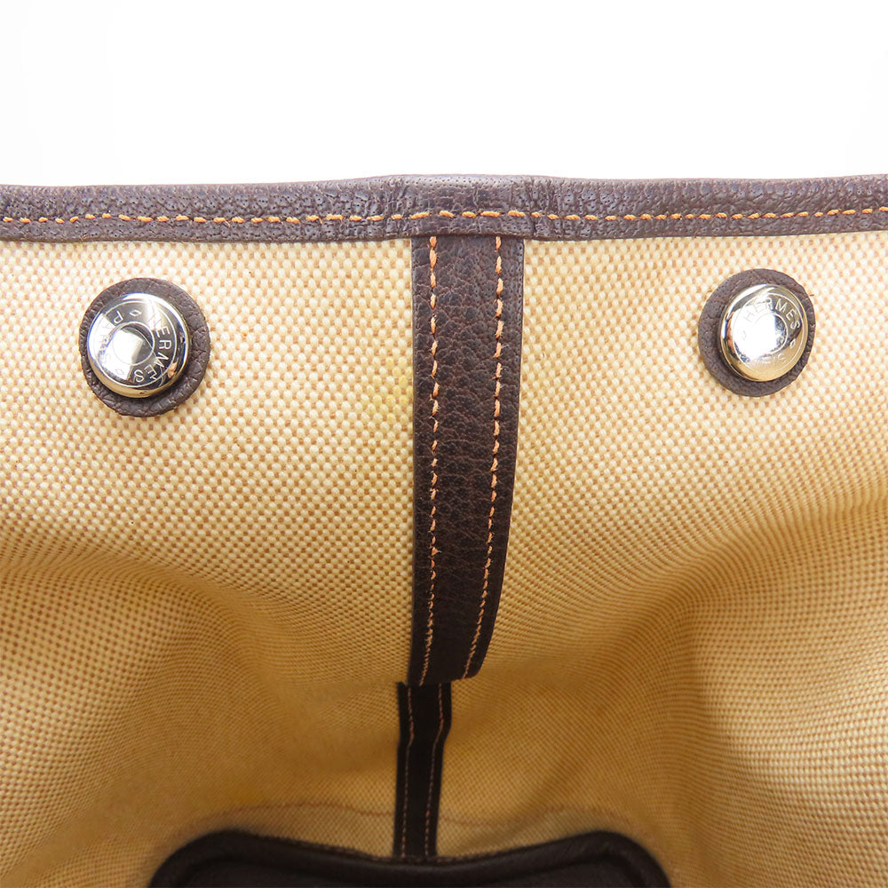HERMES Handbag Canvas, Leather beige Garden party PM unisex(Unisex) Used Authentic
