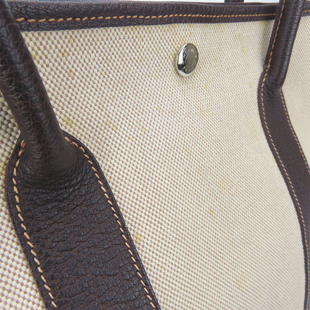 HERMES Handbag Canvas, Leather beige Garden party PM unisex(Unisex) Used Authentic