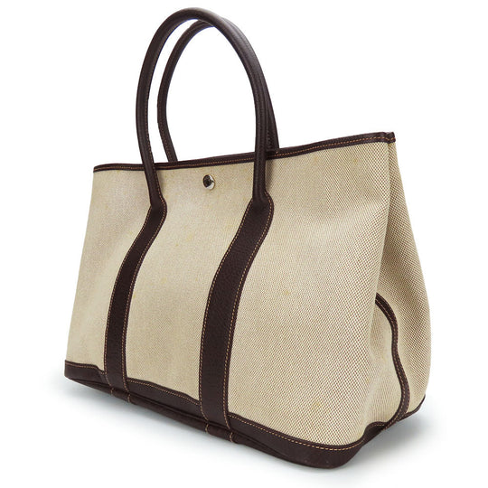 HERMES Handbag Canvas, Leather beige Garden party PM unisex(Unisex) Used Authentic