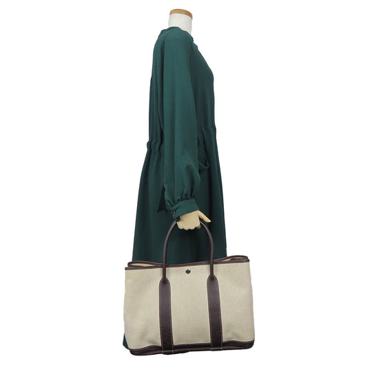 HERMES Handbag Canvas, Leather beige Garden party PM unisex(Unisex) Used Authentic